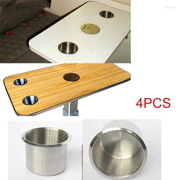 Soporte para bebidas, 4 Uds., taza para coche, RV, Camper, empotrable de acero inoxidable, lata, barco marino, yate, camión