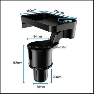 Soporte para bebidas Taza para automóvil con bandeja acoplable 360 ﾰ Mesa giratoria ajustable para comer alimentos para soportes Accesorios de expansión Entrega directa Mobi Dhkn1