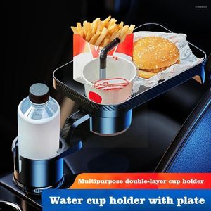 Soporte para bebidas, bandeja para coche, mesa, comida ajustable con soporte para teléfono para portavasos, botella de bebida, giratorio T W6h6