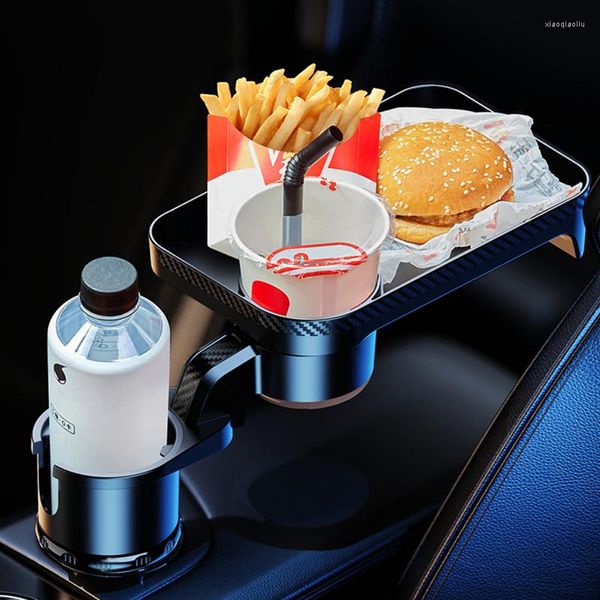 Soporte para bebidas, taza antideslizante para coche con bandeja para comer, bastidores expansores de agua giratorios de doble carcasa multifuncionales