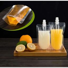 Beber empaquetado plástico 20 bolsas de stand stand-stand-stand-stand para bebidas Jugo de jugo de líquido Café de leche 200-500ml Entrega rápida 0-500ml