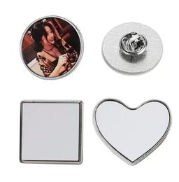 Alfileres en blanco de sublimación, insignia de botón DIY, transferencia térmica de calor, espacios en blanco plateados para hacer manualidades, insignia de regalo de Metal, Pin de solapa GG07L