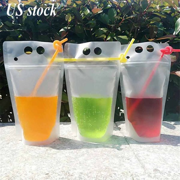 Beber jugo Bolsa de plástico Bolsa para bebidas Bolsa helada con asa Sopa Bolsa de líquido Cocina Congelación DHL b1124