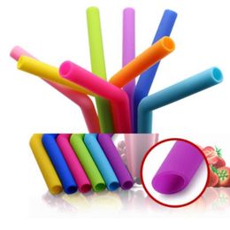 Paille à boire en Silicone à rayures, 6 couleurs, pailles écologiques réutilisables pour tasses de 800ml, Smoothie, ventouse Flexible Aaqfr