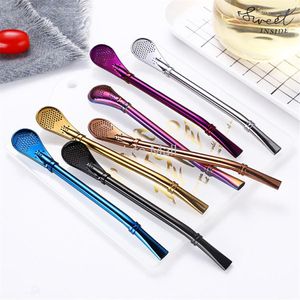 Drinking Straw Stainless Steel Yerba Mate Straw Gourd Bombilla Filter Spoons Reusable Metal Pro Tea Tools Bar Accessories DD