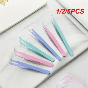 Drinking Straws 1/2/5PCS Stainless Steel Curved Straight Colorful Tweezer Nail Art Rhinestones Nipper Picking Tool Sequins Beads Sticker DIY