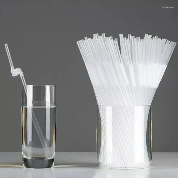 Pailles à boire en plastique Transparent, 100/500 pièces, pour ustensiles de cuisine, Bar, fête, boisson, Cocktail, Flexible, jetable