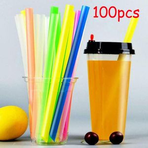 Pailles à boire 100 pièces/sac clair coloré noir emballé individuellement thé au lait boissons pour perle bulle vacances Jumbo événement fête