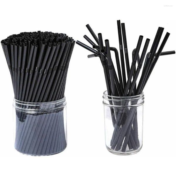 Paies de boisson 100pcs Cocktail Petit paille en plastique noir 210 mm Longueur pour l'événement de fête de mariage d'anniversaire