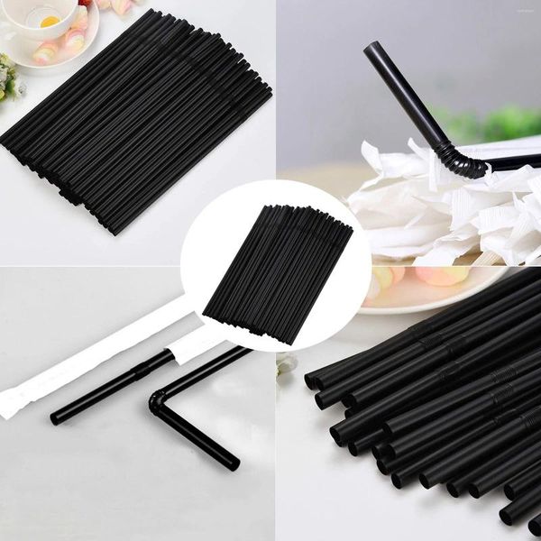 Paies de consommation de 100pcs plastique jetable noir long Flexible Wedding Party Supplies Accessoires de cuisine