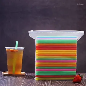 Paies de boisson 100pcs smoothie jumbo coloré jetable grande bouche grande paille 10 x 260 mm tube droit en plastique