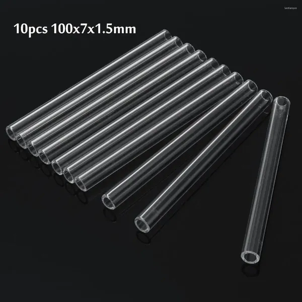 Pajitas para beber 10 Uds 100mm OD 7mm 1,5mm de espesor pared transparente vidrio de borosilicato tubo mezclador varilla para experimento de laboratorio escolar