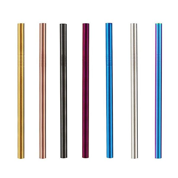 Pailles à Boire 12Mmx215Mm En Acier Inoxydable St Large Long Réutilisable Fat Metal Smoothie Sts Usine En Gros Lx0211 Drop Delivery Home Dh8Vk