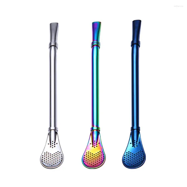 Paies de consommation 1pc Paille en acier inoxydable Yerba Mate Gourd Bombilla Spoons réutilisables Metal Pro Tools Bar Bar ACCESSOIRES GROS