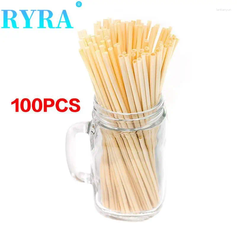 Drinking Straws 20cm Natural Drinkware Environmentally Friendly Wheat Straw Kitchen Tools And Gadgets 100pcs/pack Disposable