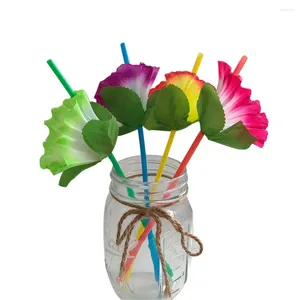 Pailles à boire 20 pièces fleur flexible pliable décoratif jetable décoration de Table de fête pour anniversaire de mariage