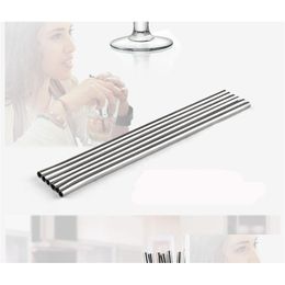 Paies de consommation de 215 mm longueur en acier inoxydable durable Straight Drink ST STS Metal Bar Famille Cuisine Drop Livraison Home Garden Kitch Dhsmd