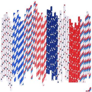Cannucce da 25 pezzi/pacco Usa Flag Paper Sts 4Th Of Jy Patriotic Day Americana Festa a tema Forniture per feste Drop Delivery Home Dhu0X