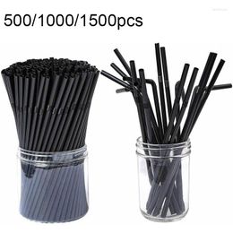 Paies de consommation 500/1000 / 1500PCS Plastic jetable pour boissons 6x210 mm Black Straw Pipes Bar Cocktail Accessoires