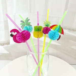 Paies à boire 50pcs / lot 23cm 3d Fruit Cocktail Paper Umbrella Party Bar Decoration Supplies Color Assortid