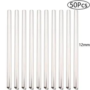 Paies à boire 50pcs / ensemble Réutilisable Paille écologique réutilisable 18/10 acier inoxydable Sharp for Bubble Tea Smoothie Juice Milkshakes