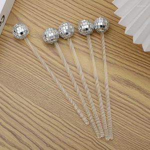 Rietjes 6 stks Disposible Disco Ball Drink Stirrers Mixing Sticks Cocktail Drank Stirrer Mini Barman Wedding Party Decor Bar