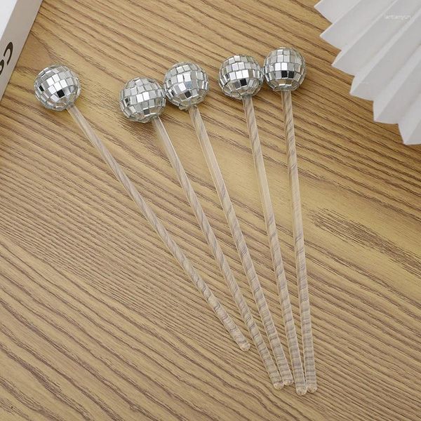 Pailles à boire 6 pièces jetables boule disco agitateurs de boissons bâtons de mélange agitateur de boisson cocktail mini barman décor de fête de mariage bar