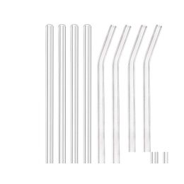 Pajitas para beber 8,5x8 mm Reutilizable Vidrio transparente Sts Ecológico Dinking Bent Straight Leche Cóctel St Drop Delivery Home Garden Kitche DHSEQ