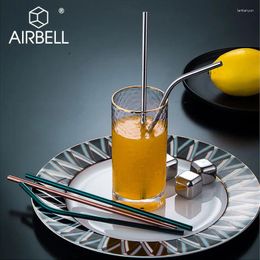 Paies à boire Airbell Metal Paille réutilisable ACCESSOIRES DU BAR BUBE Boba en acier inoxydable Milkshake Cocktail Drinkware Bulbs Tools