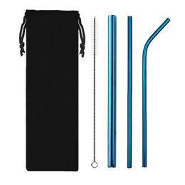 Pailles à boire Aprince 4 PCS PVD Titane Enduit Métal Boisson Thé Café 304 Acier inoxydable Straw3257