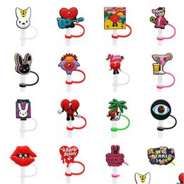 Rietjes Bad Bunny St Topper Sile Mold Accessoires Er Charms Herbruikbare Splash Proof Dust Plug Decoratief 8Mm Party Drop Delive Dhnqq