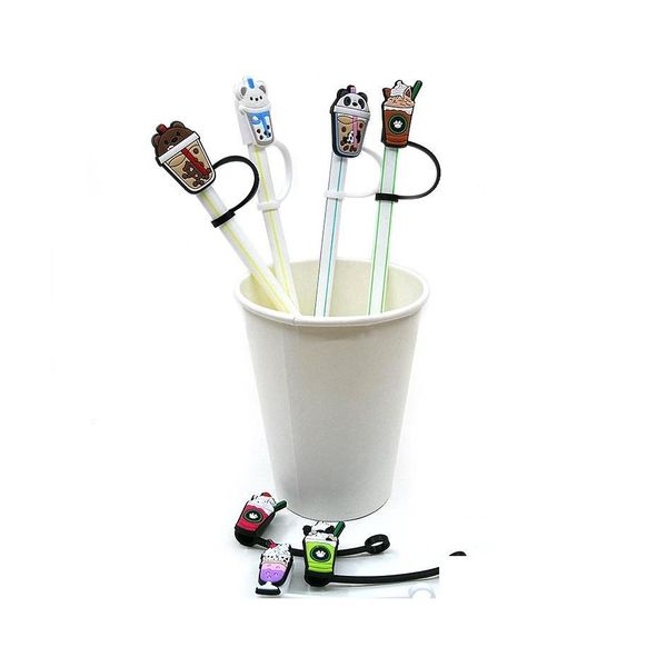 Pailles à boire Bouteille de bière Perle Thé au lait Caoutchouc souple St Topper Accessoires Er Charms Réutilisable Anti-éclaboussures Bouchon anti-poussière Déco Homefavor Dhz21