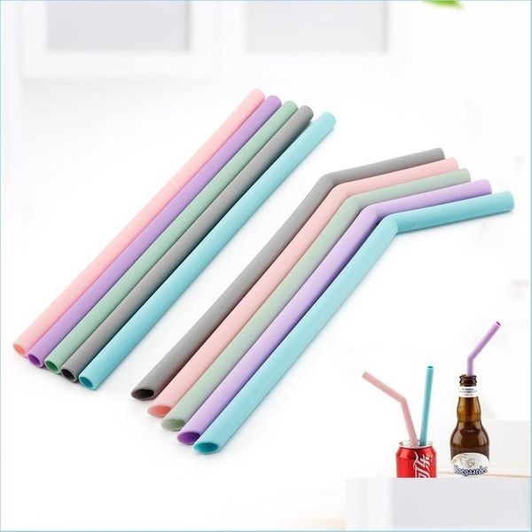 Pailles à boire Candy Couleur St Sile Boire Sts Straight Bend Qualité alimentaire pour Bar Accueil Jus de fruits Recyclage 7 6Zy F1 Drop Delivery Dhb6B