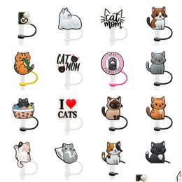 Drinkrietjes Cat St Er Topper Sile Accessoires Charms Herbruikbare Splash Proof Dust Plug Decoratief Diy Uw Eigen 8Mm Drop Delivery Home Gar