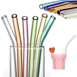 Drinkstroopjes Colorf Glass Sts Herkbruikbaar St Eco-vriendelijke hoog Borosilicaat Tube Bar Drinkware Drinke levering Huis tuinkeuken, dini dhtha