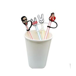 Drinkstroopjes aangepast Bad Bunny Soft Sile St Toppers Accessoires ER Charms herbruikbare Splash Proof Dust Plug Decoratief