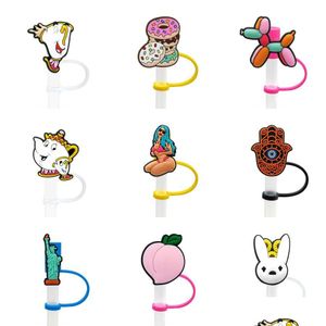 Pailles à boire Custom Designer St Topper Sile Moule Er Fashion Charms Réutilisable Splash Proof Dust Plug Décoratif 8Mm Party Drop Delivery Ho