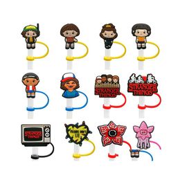 Pailles à boire personnalisées Stranger Things St Topper Sile Mold Er Fashion Charms Réutilisable Splash Proof Dust Plug Décoratif 8Mm Homefavor Dhfv5