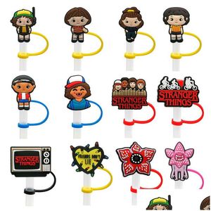 Pailles à boire personnalisées Stranger Things St Topper Sile Mold Er Fashion Charms Réutilisable Splash Proof Dust Plug Décoratif 8Mm Party Drop Deli