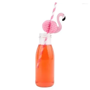 Paies de boisson Flamingo Pipette rose Stripe Fruit Drink Papier Papée jetable Paille 10 / Set