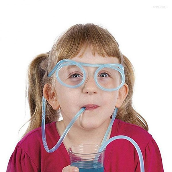 Pailles à boire drôles lunettes souples paille Flexible enfants cadeau Tube anniversaire vacances fête accessoires en plastique