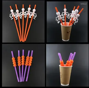 Rietjes drinken Halloween Plastic Straw Pumpkin Ghost Party Supplies Home Drinks Gereedschap SN602