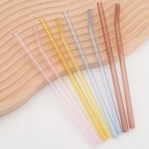 Pailles à boire en verre à haute teneur en Borosilicate, large de 8mm, écologiques, réutilisables pour Cocktail, Smoothie, Milkshake, ustensiles de table