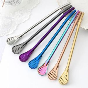 Paies de boisson coréenne en acier inoxydable Paille créative réutilisable Sucker Spoon Filtre pour KTV Bar El Supply Metal