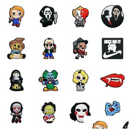 Pajitas para beber Moq 20 piezas Nueva película de terror Halloween Custom Sile St Toppers ER Charms Buddies DIY Decorativo 8 mm Suministros para fiestas Regalo Dhvuk