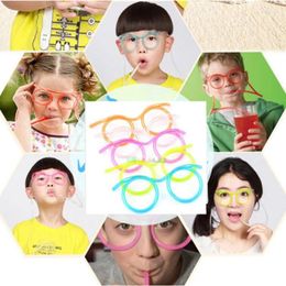 Beber pajitas novedosas gafas divertidas tubo creativo de bricolaje suave para niños adultos