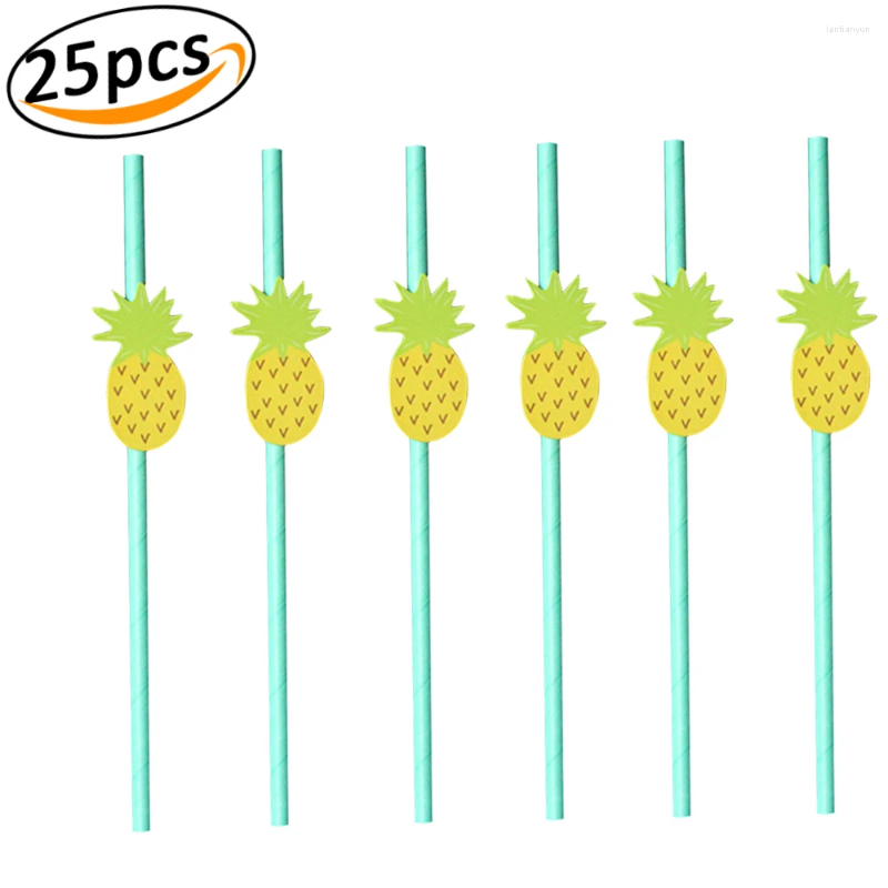 Drinking Straws Paper Disposable Biodegradable Cartoon Decorative Flamingo Strawberry Pineapple Straw For Birthday P