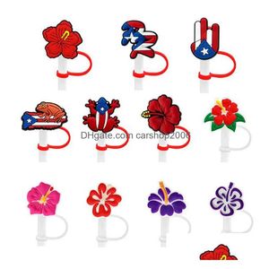 Boire des pailles pr st toppers er charmes pvc fleurs de décoration bouchon de poussière pour accessoires de mode livraison de gouttes cadeaux maison jardin kitc dhssk