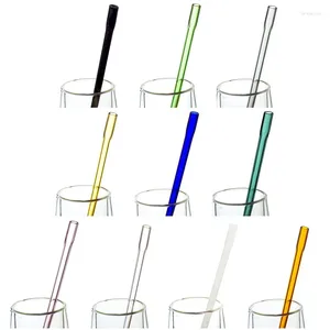 Paies de boisson réutilisables en verre haut borosilicate paille pour smoothie milkshakes cocktail de jus de thé coloré