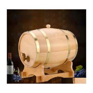 Pajitas para beber Sts Barril de vino de madera Equipo de elaboración de cerveza de roble Mini Barril Cubo de rotación de bebidas Contenedor de almacenamiento de gran capacidad D Dhcq3